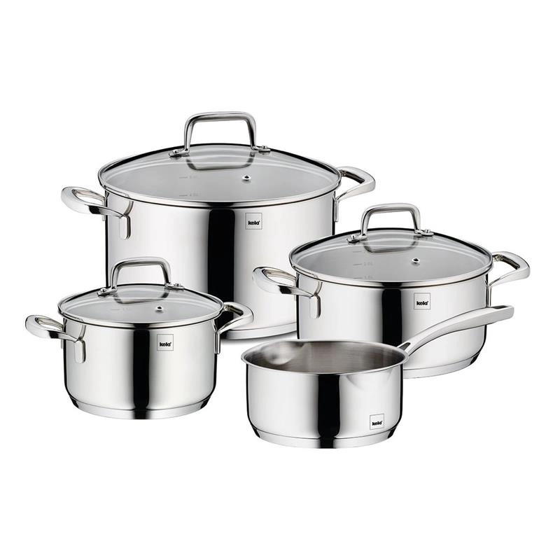 Kela - zestaw garnków z pokrywkami, 4 szt., stal nierdzewna/szkło Flavoria