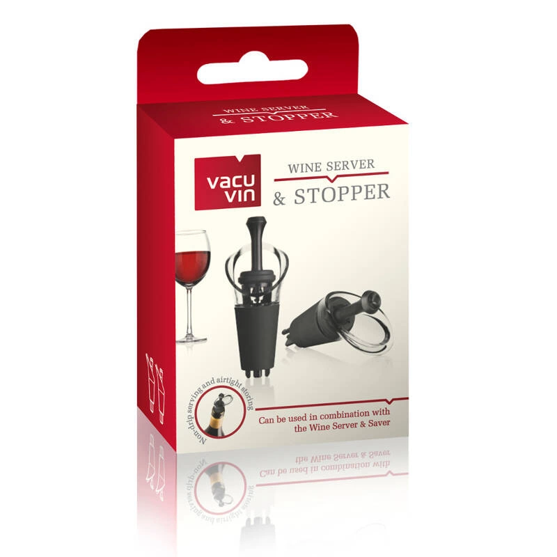 VACU VIN - Korek próżniowy z nalewakiem do wina czarny