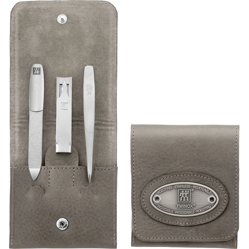 Zwilling - zestaw do manicure - taupe, skórzane etui, 3 elementy Twinox