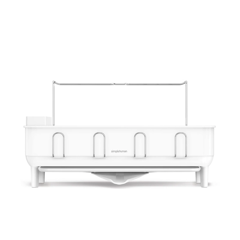 simplehuman - Ociekacz na naczynia z uchwytem na kieliszki - biała stal