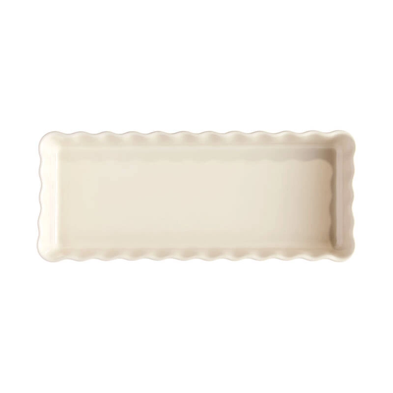 Emile Henry - Prostokątne naczynie do tarty- 36x15x5cm - kremowy