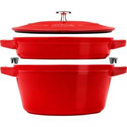 Staub - zestaw 2 naczyń + pokrywka 24 cm czerwony