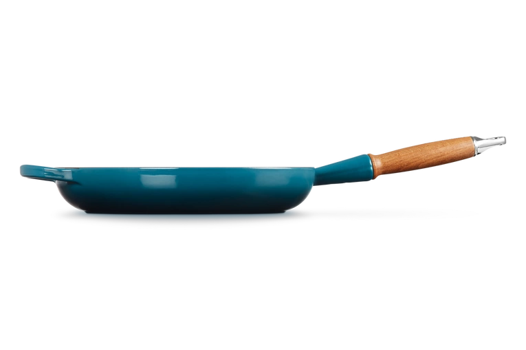 Le Creuset - patelnia żeliwna z drewnianym uchwytem 28 cm Deep Teal