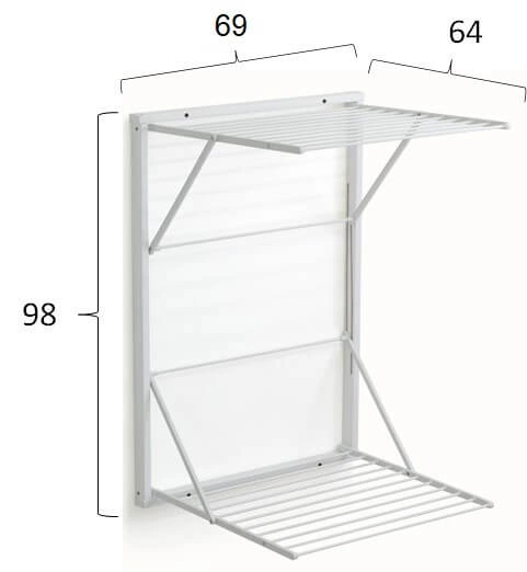 ARREDAMENTI - KORAL Naścienna suszarka na pranie - 98 x 69 cm, Biały