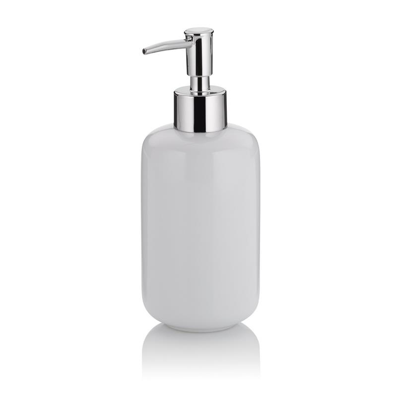 Kela - ceramiczny dozownik do mydła w płynie, śred. 7,5 cm, wys. 18 cm, 400 ml, biały Isabella