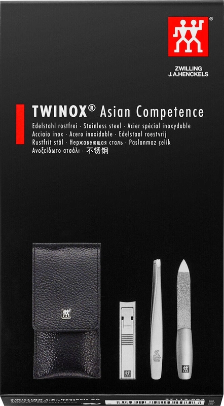 Zwilling - zestaw do manicure - czarne skórzane etui, 3 elementy Twinox