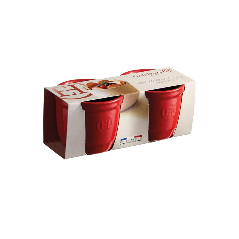 Emile Henry - Zestaw dwóch miseczek do zapiekania typu ramekin - N°8 - czerwony