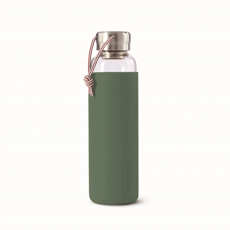 Black & Blum - Butelka szklana na wodę 600ml, oliwkowa