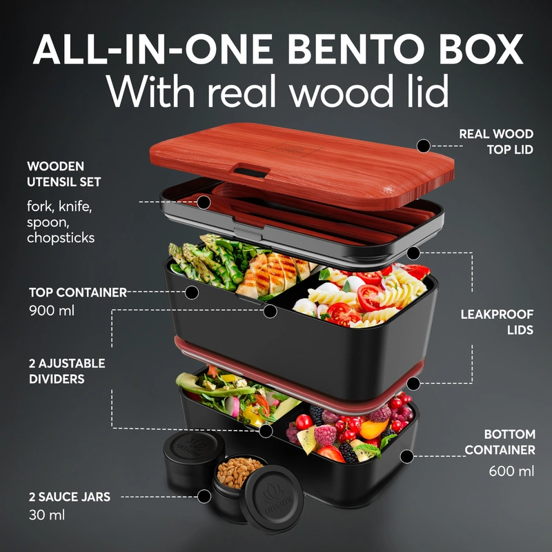 VACU VIN - Lunchbox Nestable - Rosewood Black - 1500ml