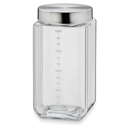 Kela - pojemnik kuchenny, 2,0 l, 11 x 11 x 23 cm, szkło/stal nierdzewna 18/10 Isa