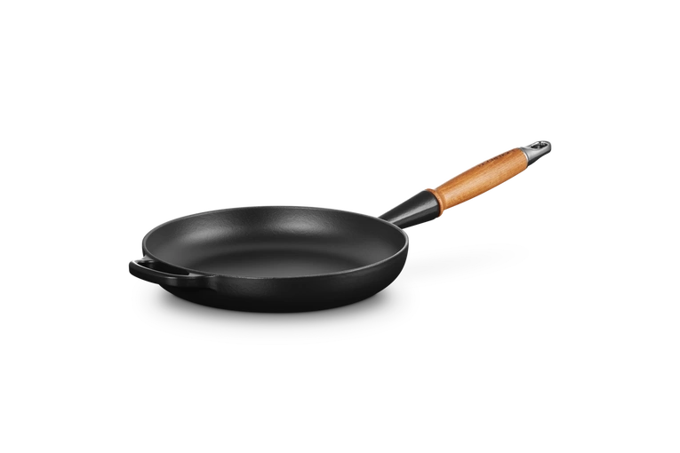 Le Creuset - patelnia żeliwna z drewnianym uchwytem 24 cm czarna