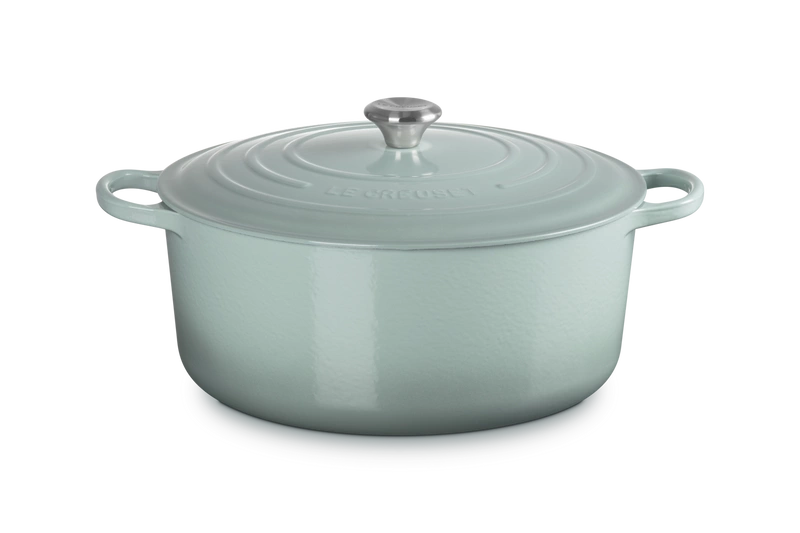 Le Creuset brytfanna żeliwna emaliowana Signature okrągła 34 cm 12 l sea salt