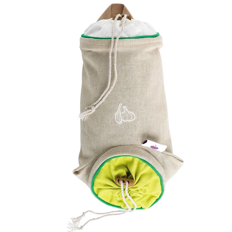 Mastrad - TORBA DO PRZECHOWYWANIA CZOSNKUszara z wykończeniem w kolorze zielonym