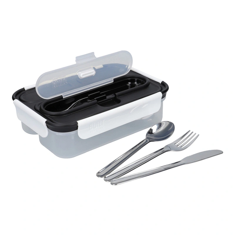 Built - Lunchbox ze sztućcami czarny / Built