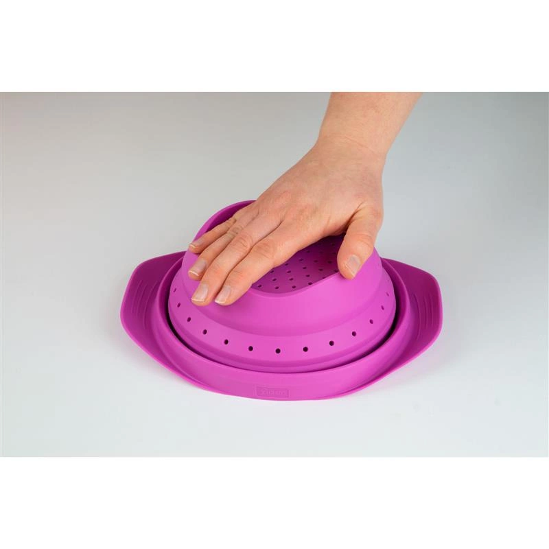 Lurch - cedzak składany, silikon, 19 x 22 x 3,5 cm, 2,0 l, różowy