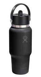 Hydro Flask - Butelka 24 oz Wide Flex ze słomką, czarna