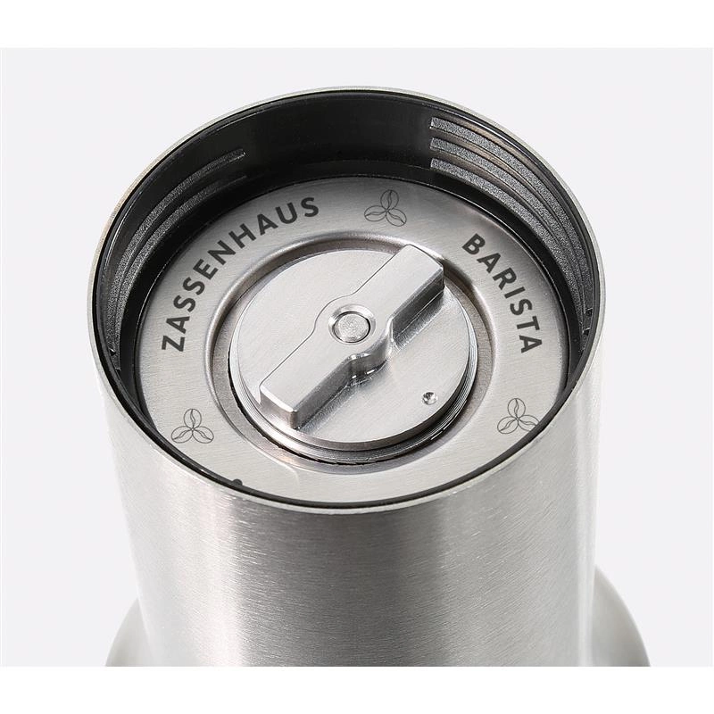 Zassenhaus - młynek do kawy, stal nierdzewna/szkło, 40 g, śred. 8 x 21 cm Barista