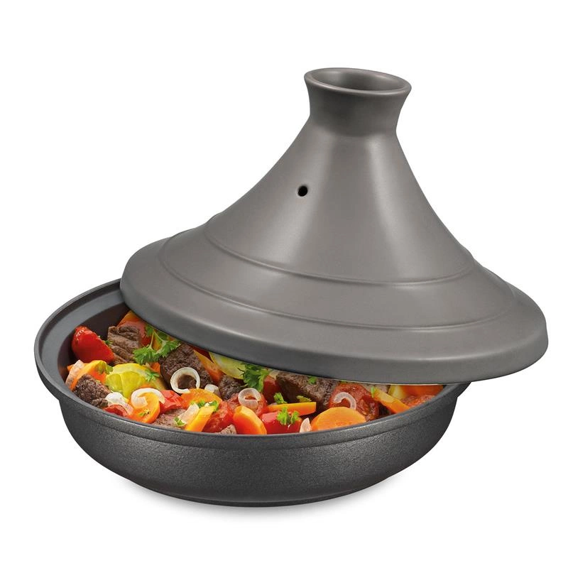 Spring - naczynie do tagine, 2,0 l, śred. 28 cm, emaliowane żeliwo/ceramika, szare
