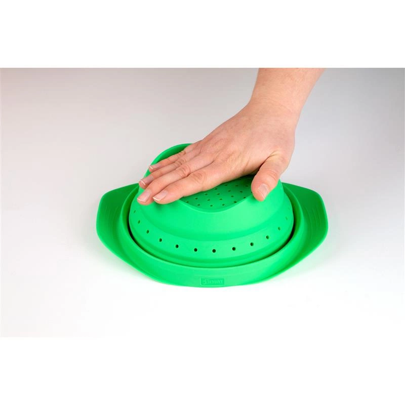 Lurch - cedzak składany, silikon, 19 x 22 x 3,5 cm, 2,0 l, zielony