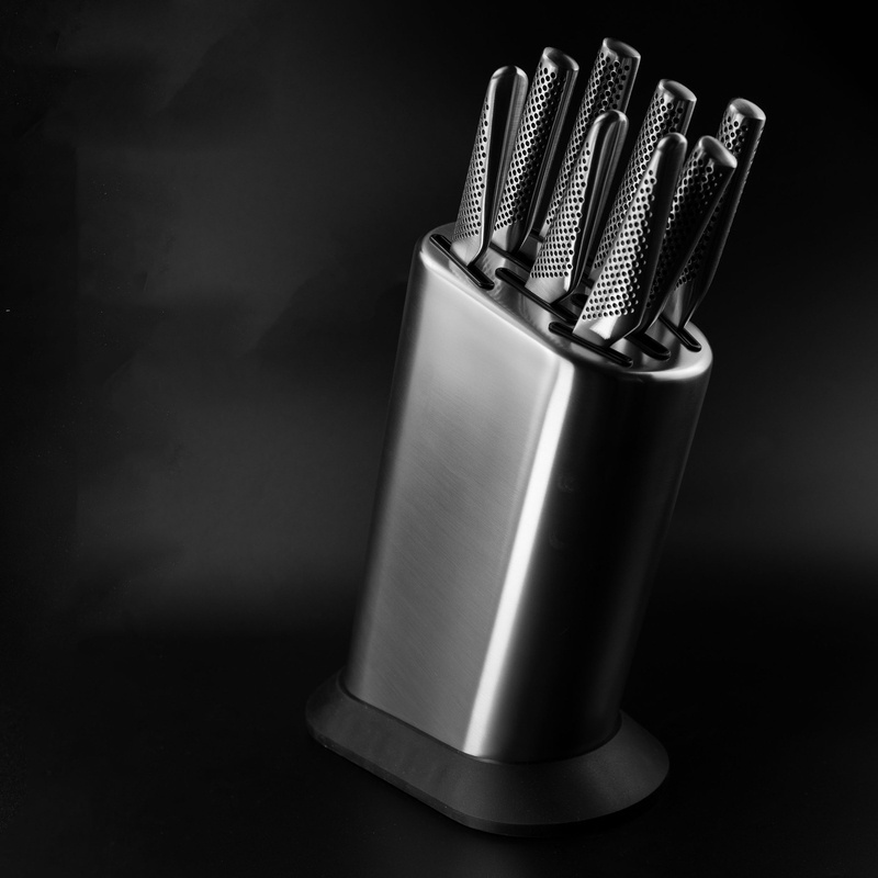 Global - Zestaw noży w gładkim bloku 8 częściowy