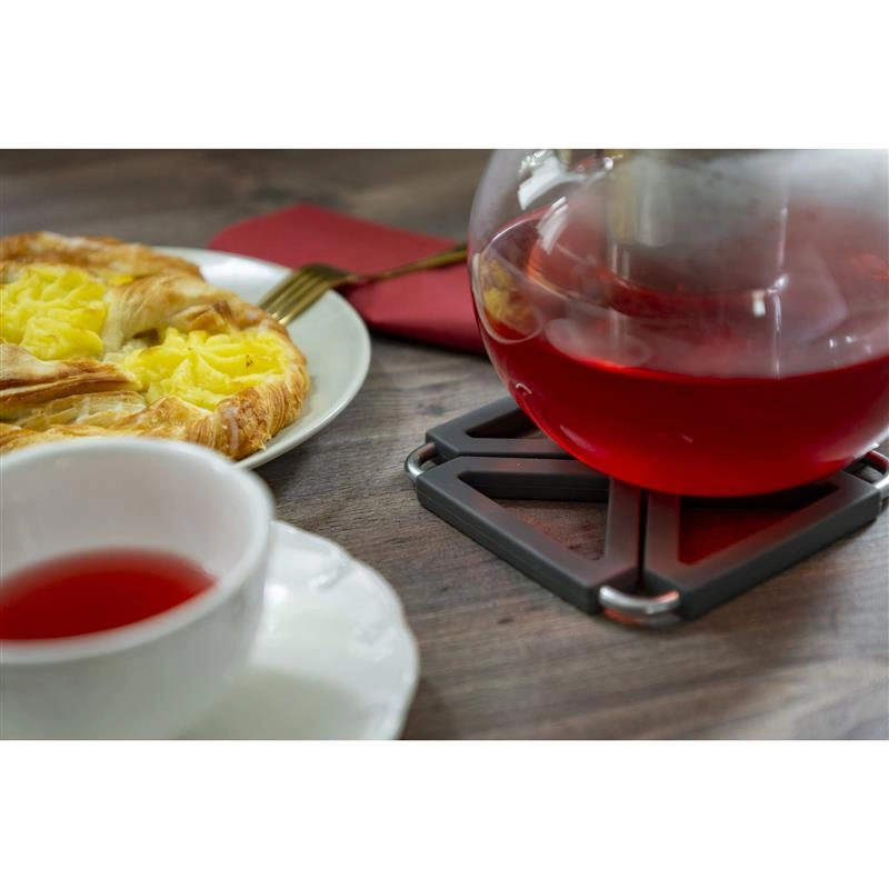 Lurch - podkładka pod gorące naczynia, składana, stal nierdzewna/silikon, 12,5 x 12,5 cm