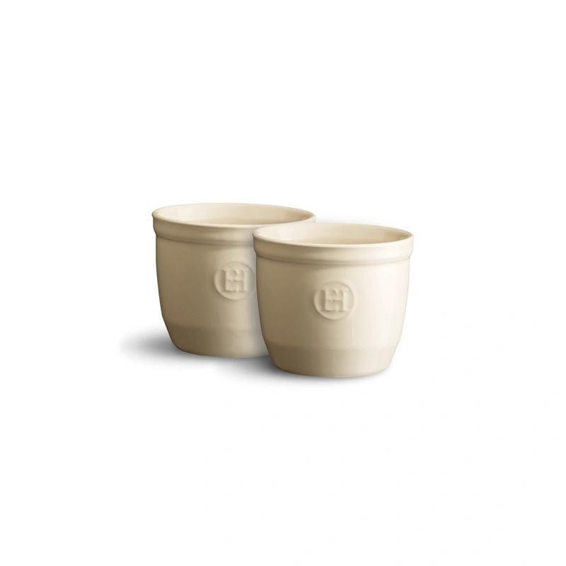 Emile Henry - Zestaw dwóch miseczek do zapiekania typu ramekin - N°8 - kremowy