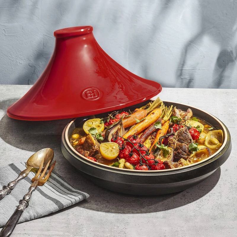 Emile Henry - Tagine Delight indukcja 33cm 4L- czerwono-czarny