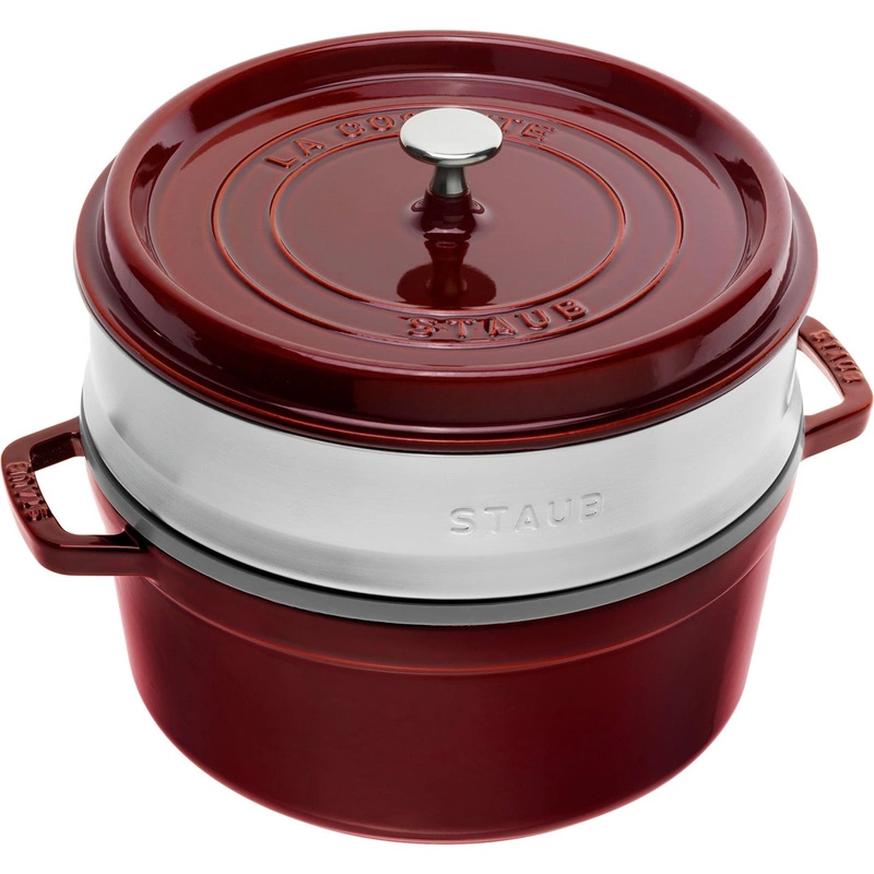 Staub - garnek brytfanna żeliwna z wkładem do gotowania na parze bordowa 4,6 l 26 cm