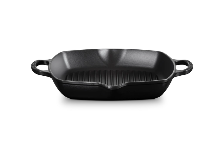 Le Creuset - patelnia żeliwna grillowa z dwoma uchwytami 30 cm Czarny Mat