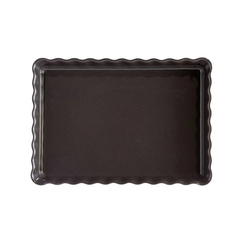 Emile Henry - Głębokie, prostokątne naczynie do tarty - 24x34cm - czarny