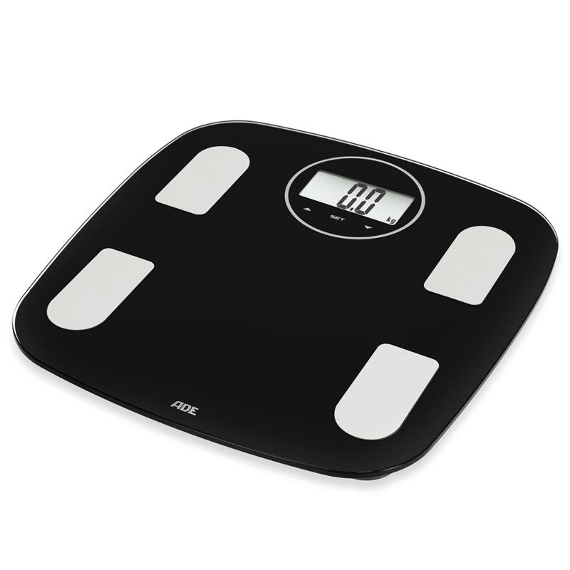 ADE - waga łazienkowa z analizą masy ciała, do 180 kg, 31 x 30 cm, czarna Nova