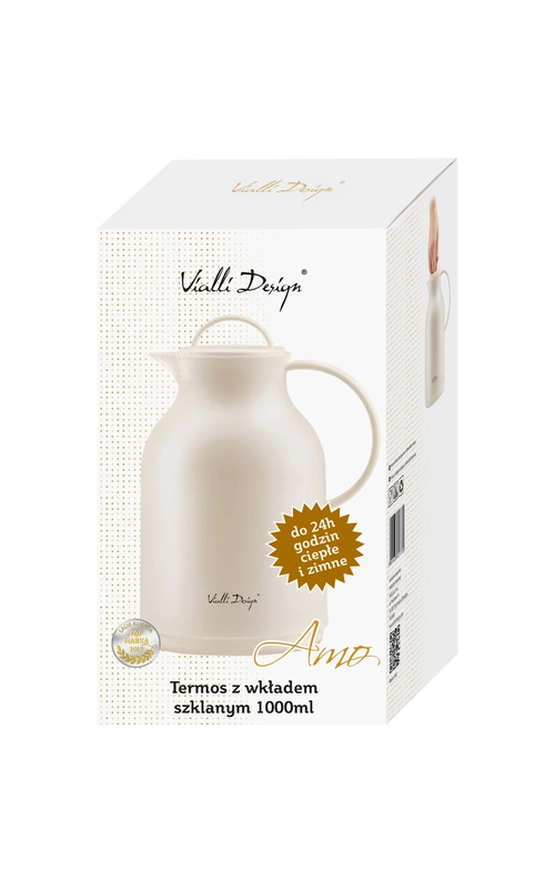 Vialli Design - Termos z wkładem szklanym 1L AMO kremowy