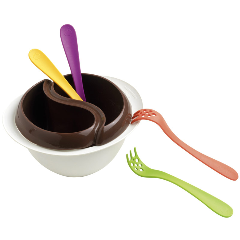 Mastrad - ZESTAW DO CZEKOLADOWEGO FONDUE Z MIKROFALIbiały, brąz, kolorowy