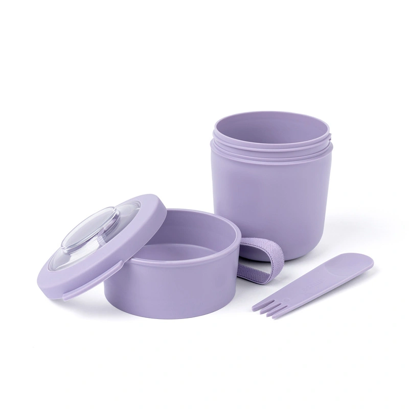 Amuse - Pojemnik na jogurt 2 w 1 ze sztućcem - lawendowy