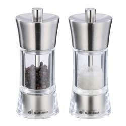 Zassenhaus - zestaw 2 młynków do soli i pieprzu, śred. 5,8x14 cm, stalowo-akrylowe Aachen