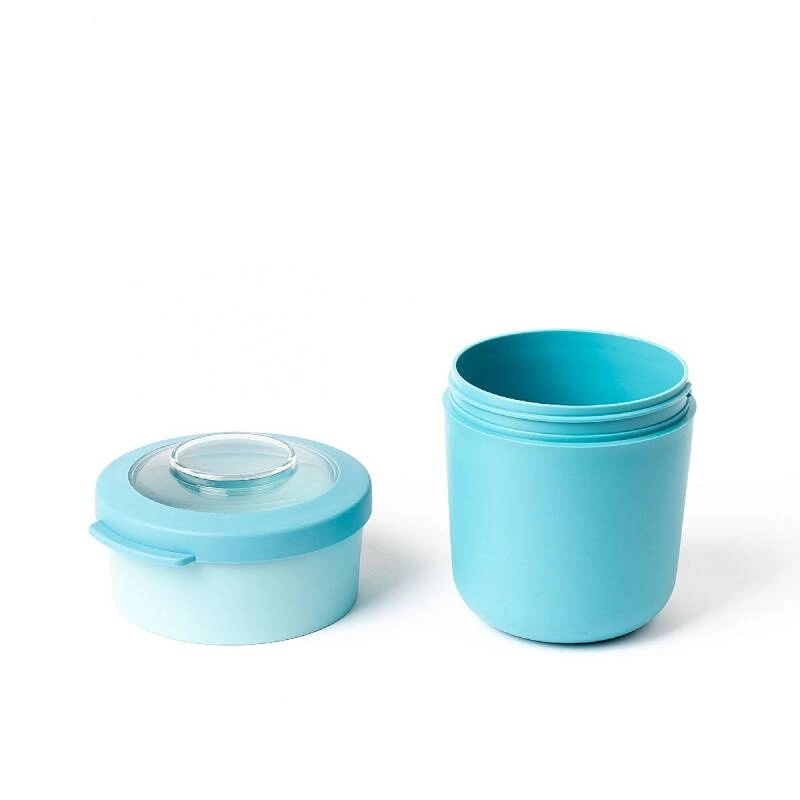 Amuse - pojemnik na jogurt 2w1 ze sztućcem i gumką błękitny