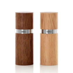 AdHoc - Zestaw młynków do pieprzu i soli Textura XS jasny/ciemny dąb