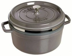 Staub - garnek brytfanna żeliwna z wkładem do gotowania na parze szara 4,6 l 26 cm