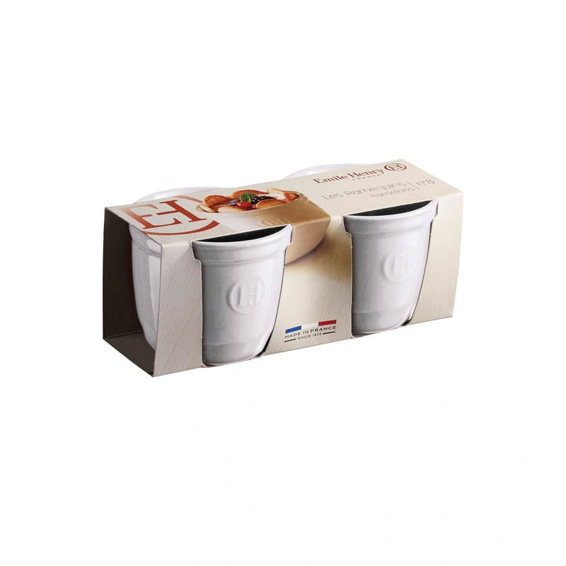 Emile Henry - Zestaw dwóch miseczek do zapiekania typu ramekin - N°8 - biały