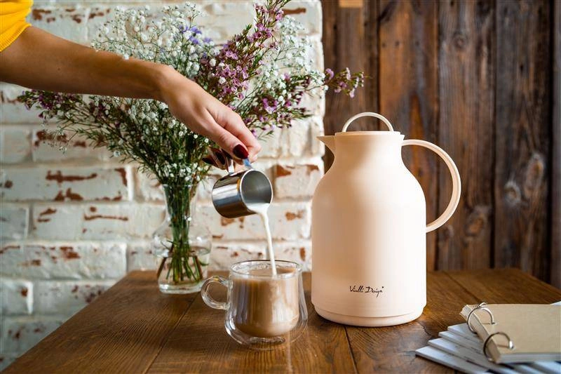 Vialli Design - Termos z wkładem szklanym 1L AMO kremowy