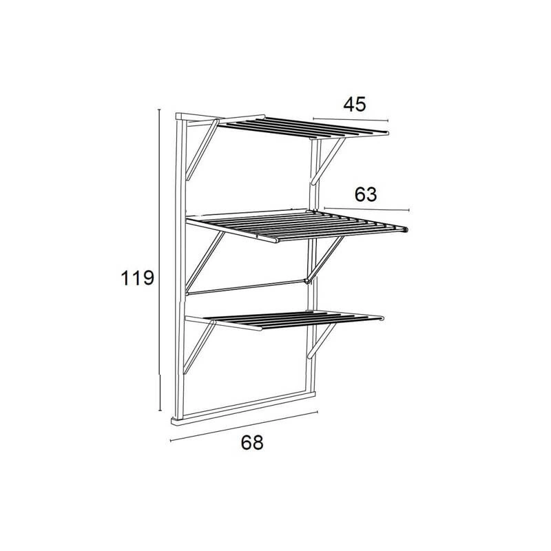 ARREDAMENTI - KARIM Naścienna suszarka na pranie - 63 x 68 cm, Brązowy