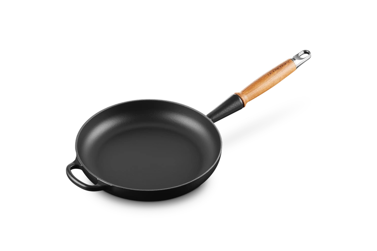 Le Creuset - patelnia żeliwna z drewnianym uchwytem 24 cm czarna