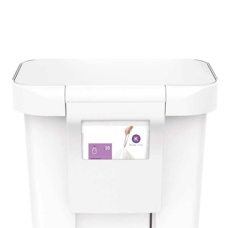 simplehuman - Kosz na śmieci pedałowy Liner Pocket, 45 l; biały