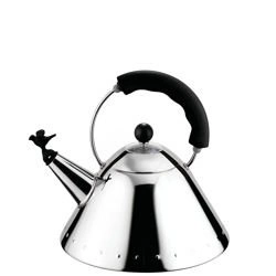 Alessi - czajnik stalowy czarna rączka  połysk 1,4 l
