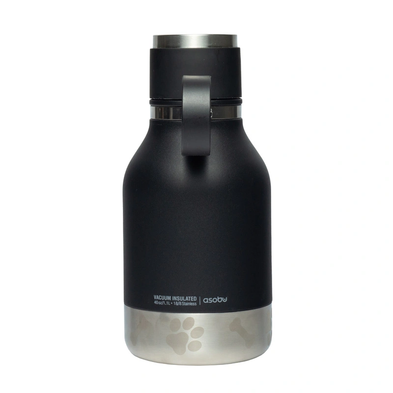 Asobu - Butelka STAINLESS z miską dla psa czarna, 975ml