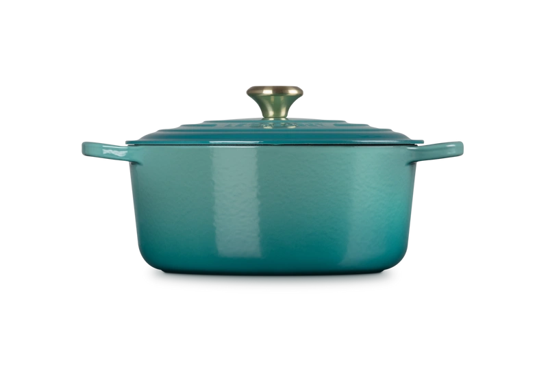 Le Creuset brytfanna żeliwna emaliowana Signature okrągła 28 cm 6,7l Bleu Riviera
