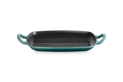 Le Creuset - patelnia żeliwna grillowa z dwoma uchwytami 30 cm bleu riviera