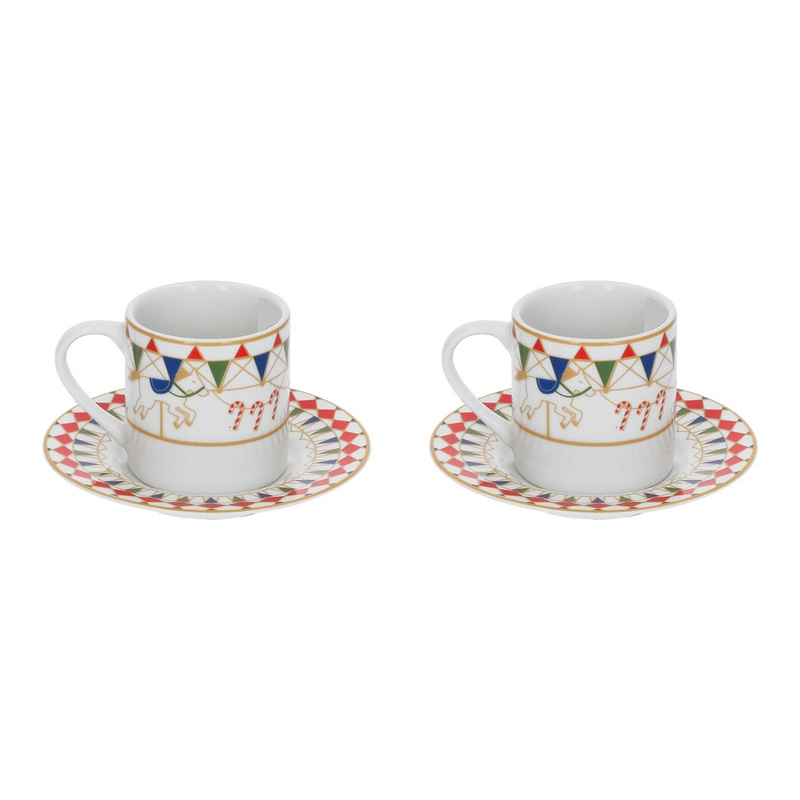 Rose&Tulipani - XMAS CAROUSEL Zestaw 2 filiżanek do kawy z podstawką 100 ml