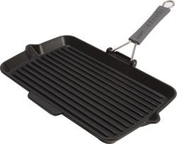 Staub - patelnia grillowa żeliwna prostokątna czarna 34 cm x 21 cm