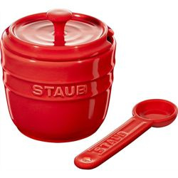 Staub - pojemnik na sól z łyżeczką 9 cm czerwony